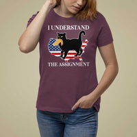 Funny Harris Supporter T Shirt For Women I Understand The Assignment Black Cat American Flag - Wonder Print Shop
