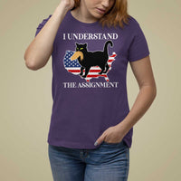 Funny Harris Supporter T Shirt For Women I Understand The Assignment Black Cat American Flag - Wonder Print Shop