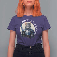 Funny Joyful Warrior Cat T Shirt For Women Kitten Knight For Harris 2024 - Wonder Print Shop