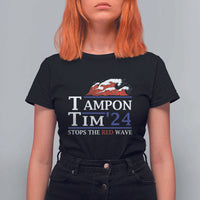 Funny Walz T Shirt For Women Tampon Tim'24 Stops The Red Wave American Election - Wonder Print Shop