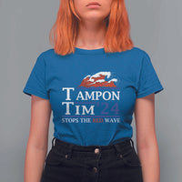 Funny Walz T Shirt For Women Tampon Tim'24 Stops The Red Wave American Election - Wonder Print Shop