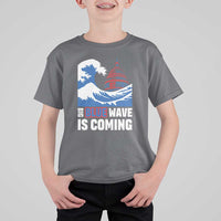 Harris Walz Supporter T Shirt For Kid Big Blue Wave Is Coming - Wonder Print Shop