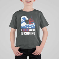 Harris Walz Supporter T Shirt For Kid Big Blue Wave Is Coming - Wonder Print Shop