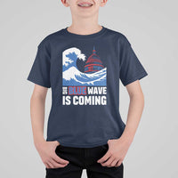 Harris Walz Supporter T Shirt For Kid Big Blue Wave Is Coming - Wonder Print Shop