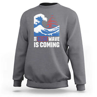 Harris Walz Supporter Sweatshirt Big Blue Wave Is Coming - Wonder Print Shop