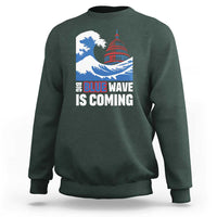 Harris Walz Supporter Sweatshirt Big Blue Wave Is Coming - Wonder Print Shop