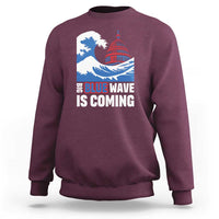 Harris Walz Supporter Sweatshirt Big Blue Wave Is Coming - Wonder Print Shop