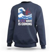 Harris Walz Supporter Sweatshirt Big Blue Wave Is Coming - Wonder Print Shop