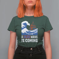 Harris Walz Supporter T Shirt For Women Big Blue Wave Is Coming - Wonder Print Shop