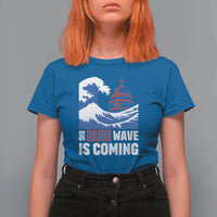 Harris Walz Supporter T Shirt For Women Big Blue Wave Is Coming - Wonder Print Shop