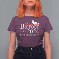 Funny Bigfoot For President T Shirt For Women Vote Sexy Sasquatch American Flag Star - Wonder Print Shop