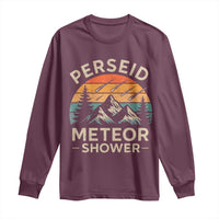 Perseid Meteor Shower Long Sleeve Shirt Shooting Stars Astronomy Vintage Mountain - Wonder Print Shop