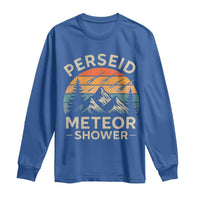 Perseid Meteor Shower Long Sleeve Shirt Shooting Stars Astronomy Vintage Mountain - Wonder Print Shop