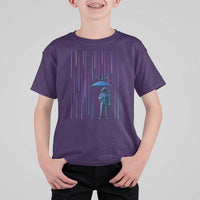 Perseid Meteor Shower Raining Astronaut With Umbrella T Shirt For Kid - Wonder Print Shop