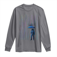 Perseid Meteor Shower Raining Astronaut With Umbrella Long Sleeve Shirt - Wonder Print Shop