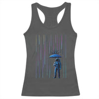 Perseid Meteor Shower Raining Astronaut With Umbrella Racerback Tank Top - Wonder Print Shop