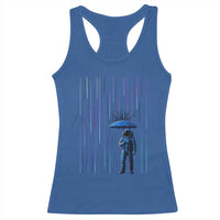 Perseid Meteor Shower Raining Astronaut With Umbrella Racerback Tank Top - Wonder Print Shop