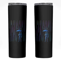 Perseid Meteor Shower Raining Astronaut With Umbrella Skinny Tumbler - Wonder Print Shop