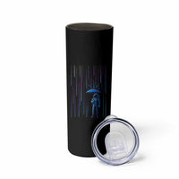 Perseid Meteor Shower Raining Astronaut With Umbrella Skinny Tumbler - Wonder Print Shop
