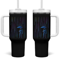 Perseid Meteor Shower Raining Astronaut With Umbrella Tumbler With Handle - Wonder Print Shop