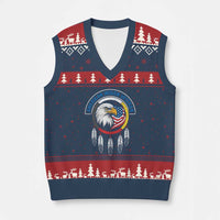American Indian Veteran V-Neck Knit Sweater Vest Native American Veteran Eagle Dreamcatcher - Wonder Print Shop