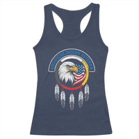 American Indian Veteran Racerback Tank Top Native American Veteran Eagle Dreamcatcher - Wonder Print Shop