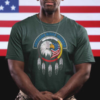 American Indian Veteran T Shirt Native American Veteran Eagle Dreamcatcher - Wonder Print Shop