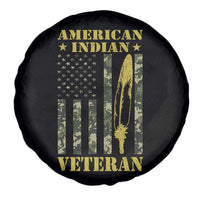 American Indian Veteran Spare Tire Cover Native American Veteran Feathers Camo Flag - Wonder Print Shop