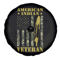 American Indian Veteran Spare Tire Cover Native American Veteran Feathers Camo Flag - Wonder Print Shop