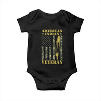 American Indian Veteran Baby Onesie Native American Veteran Feathers Camo Flag - Wonder Print Shop