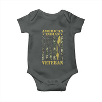 American Indian Veteran Baby Onesie Native American Veteran Feathers Camo Flag - Wonder Print Shop