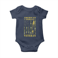 American Indian Veteran Baby Onesie Native American Veteran Feathers Camo Flag - Wonder Print Shop