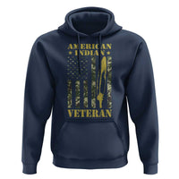American Indian Veteran Hoodie Native American Veteran Feathers Camo Flag - Wonder Print Shop