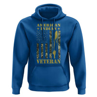 American Indian Veteran Hoodie Native American Veteran Feathers Camo Flag - Wonder Print Shop