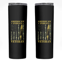 American Indian Veteran Skinny Tumbler Native American Veteran Feathers Camo Flag - Wonder Print Shop