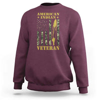 American Indian Veteran Sweatshirt Native American Veteran Feathers Camo Flag - Wonder Print Shop