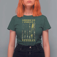 American Indian Veteran T Shirt For Women Native American Veteran Feathers Camo Flag - Wonder Print Shop