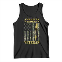 American Indian Veteran Tank Top Native American Veteran Feathers Camo Flag - Wonder Print Shop