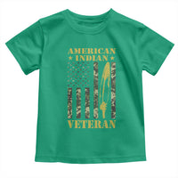 American Indian Veteran Toddler T Shirt Native American Veteran Feathers Camo Flag - Wonder Print Shop