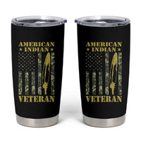 American Indian Veteran Tumbler Cup Native American Veteran Feathers Camo Flag - Wonder Print Shop