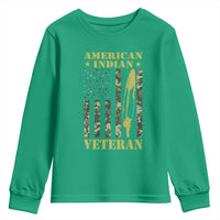 American Indian Veteran Youth Sweatshirt Native American Veteran Feathers Camo Flag - Wonder Print Shop