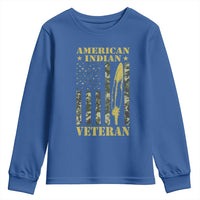 American Indian Veteran Youth Sweatshirt Native American Veteran Feathers Camo Flag - Wonder Print Shop