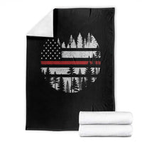 Wildland Firefighter Forest Red Line American Flag Throw Blanket