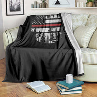 Wildland Firefighter Forest Red Line American Flag Throw Blanket