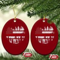 Wildland Firefighter Forest Red Line American Flag Ceramic Ornament