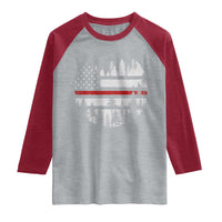 Wildland Firefighter Forest Red Line American Flag Raglan Shirt