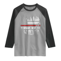Wildland Firefighter Forest Red Line American Flag Raglan Shirt