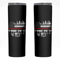 Wildland Firefighter Forest Red Line American Flag Skinny Tumbler
