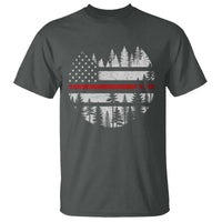 Wildland Firefighter Forest Red Line American Flag T Shirt