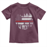 Wildland Firefighter Forest Red Line American Flag Toddler T Shirt